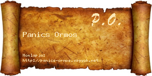 Panics Ormos névjegykártya